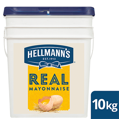 HELLMANN'S Real Mayonnaise Gluten Free 10kg - HELLMANN'S Real uses traditional ingredients for a scratch-made taste - 100% free-range egg yolks, vegetable oil, lemon juice, vinegar and seasoning.